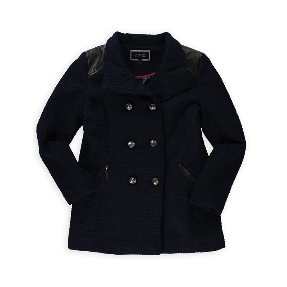 Apt. 9 Womens Boucle' Double Breasted Military Jacket Black Plus Size 1X - Picture 8 of 16